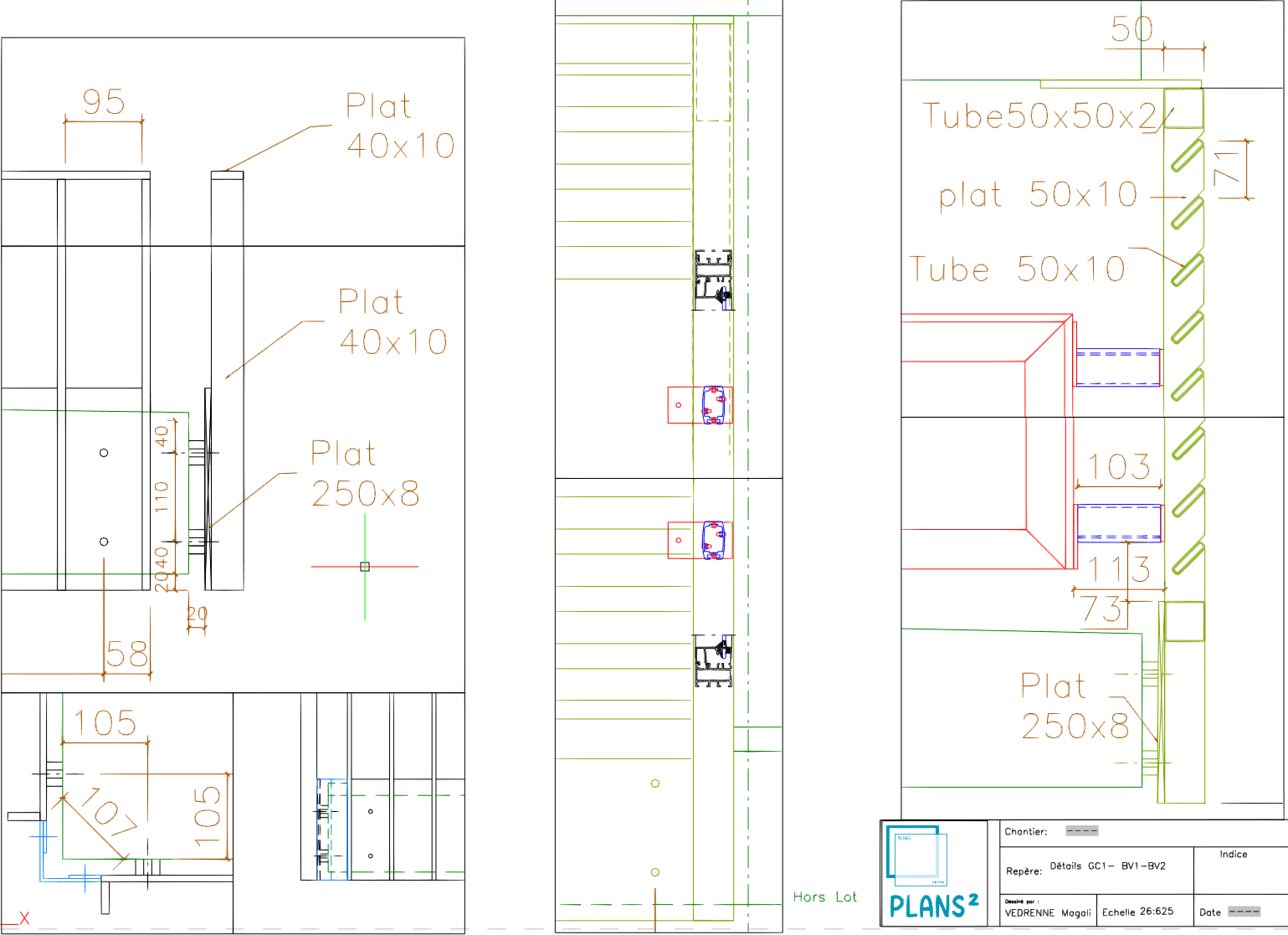 Plan Garde-corps barreaudé – brise vue – Détails