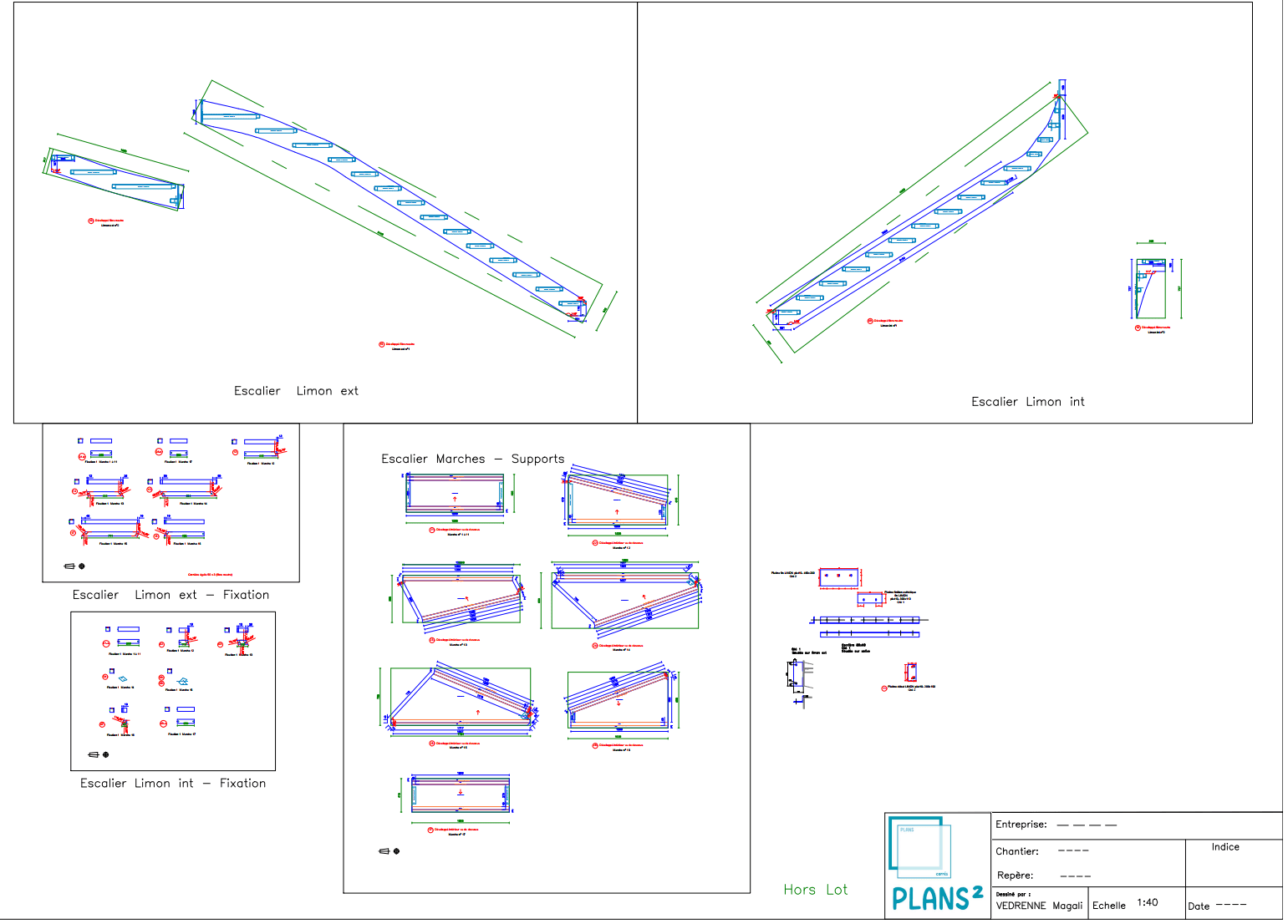 Plan des développés – Escalier balancé