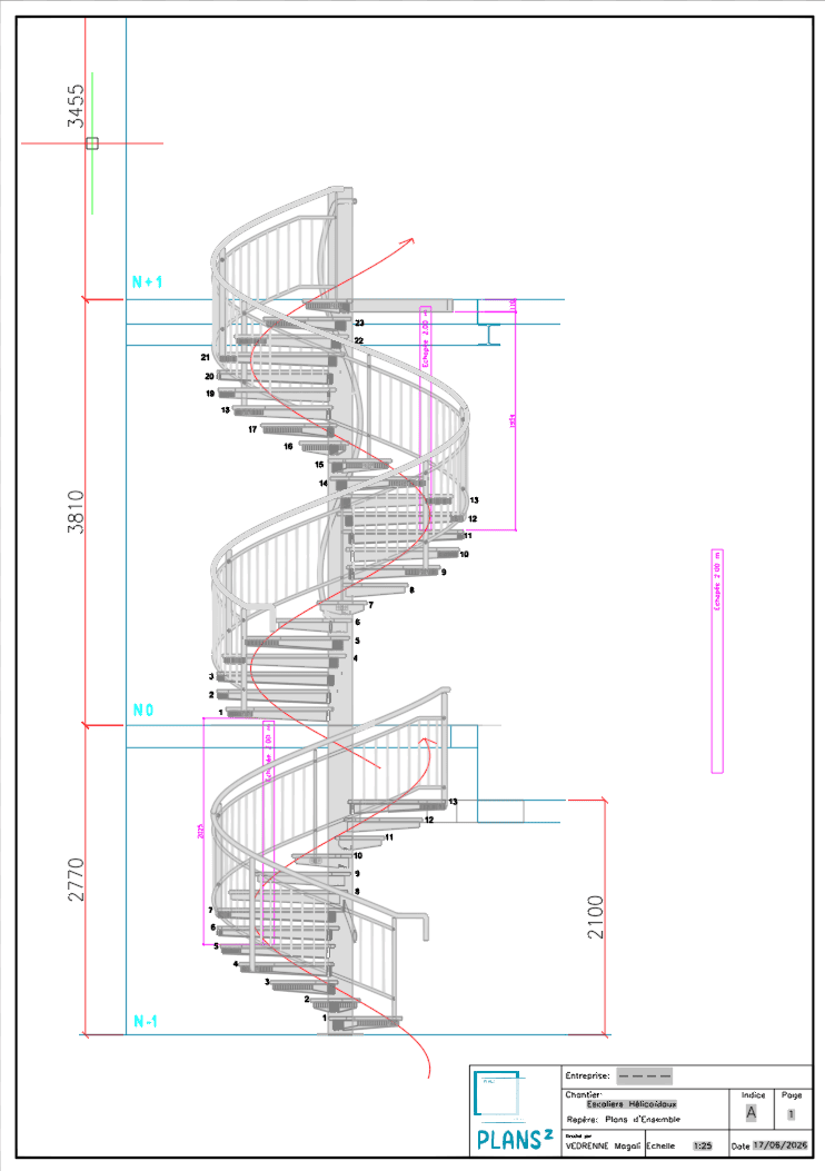 Escalier Hélicoïdal 3 niveaux